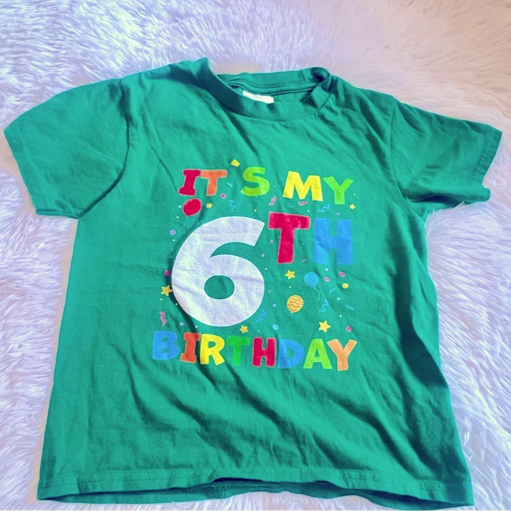 Kids XS It’s My 6th Birthday Green Children’s T Shirt